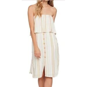 L*Space Women's Day Dreamer Relax Fit Strapless Lined Midi Dress Tan M